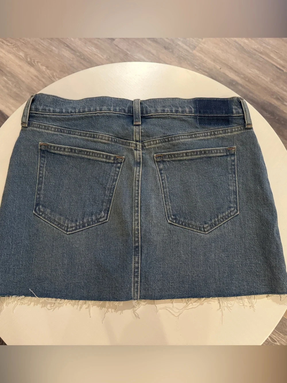 Abercrombie & Fitch Light Blue Denim Mini Skirt with Frayed Hem